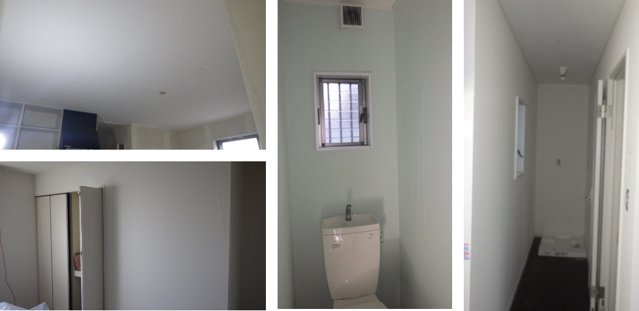 リフォーム完了　天井・壁・トイレ・脱衣室のクロス貼り